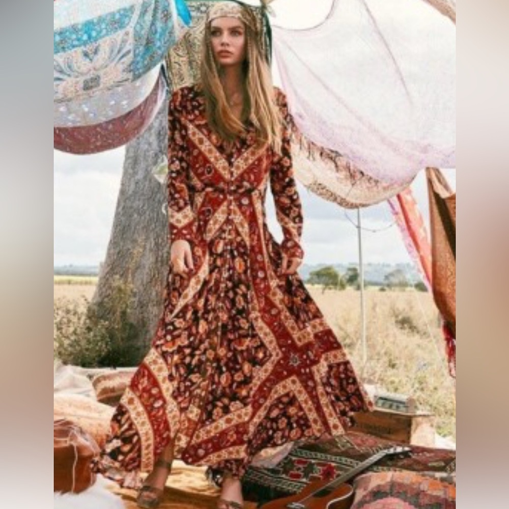 Spell Red Boho Paisley Maxi Dress